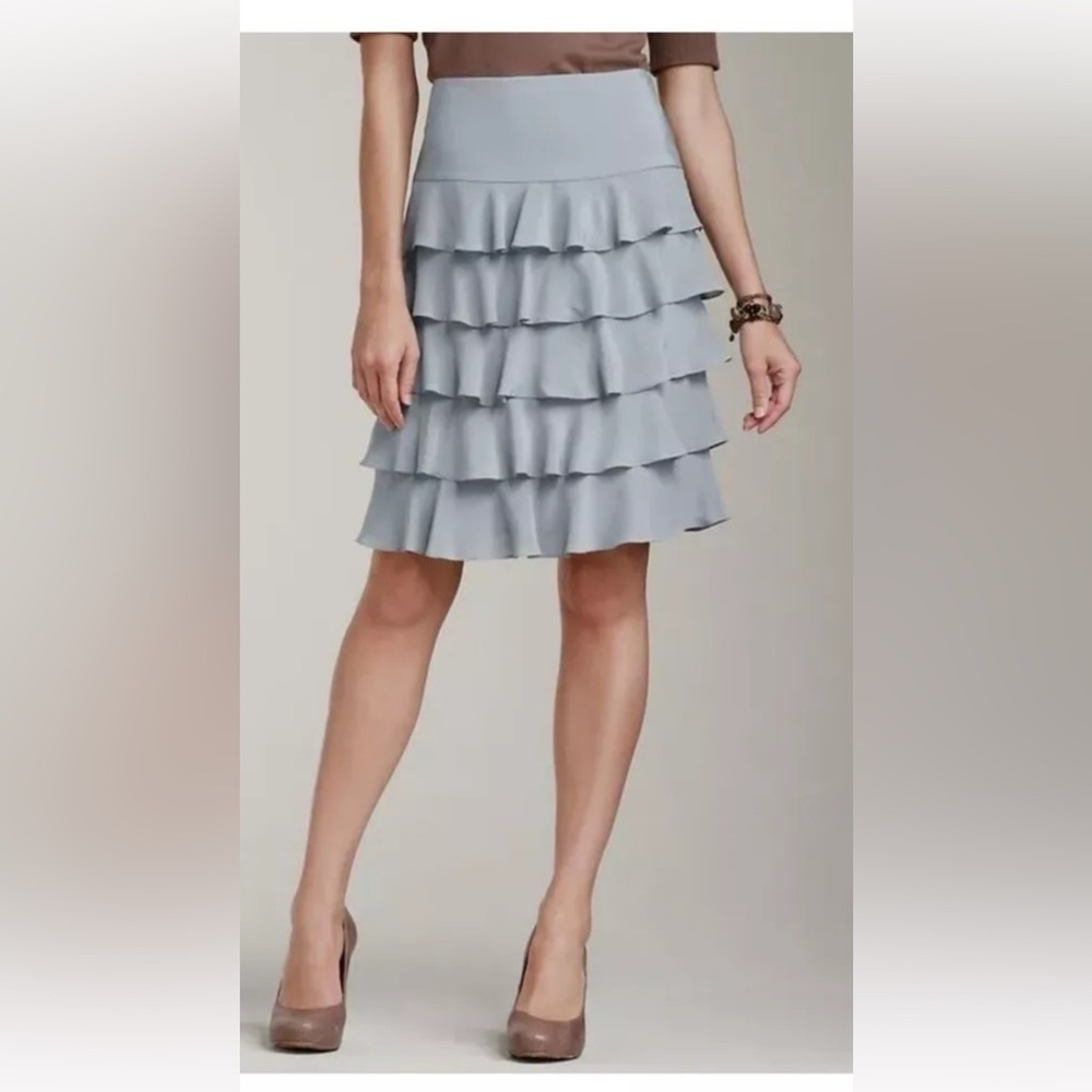 Talbots 100% silk grey ruffle layered skirt - Picture 1 of 5